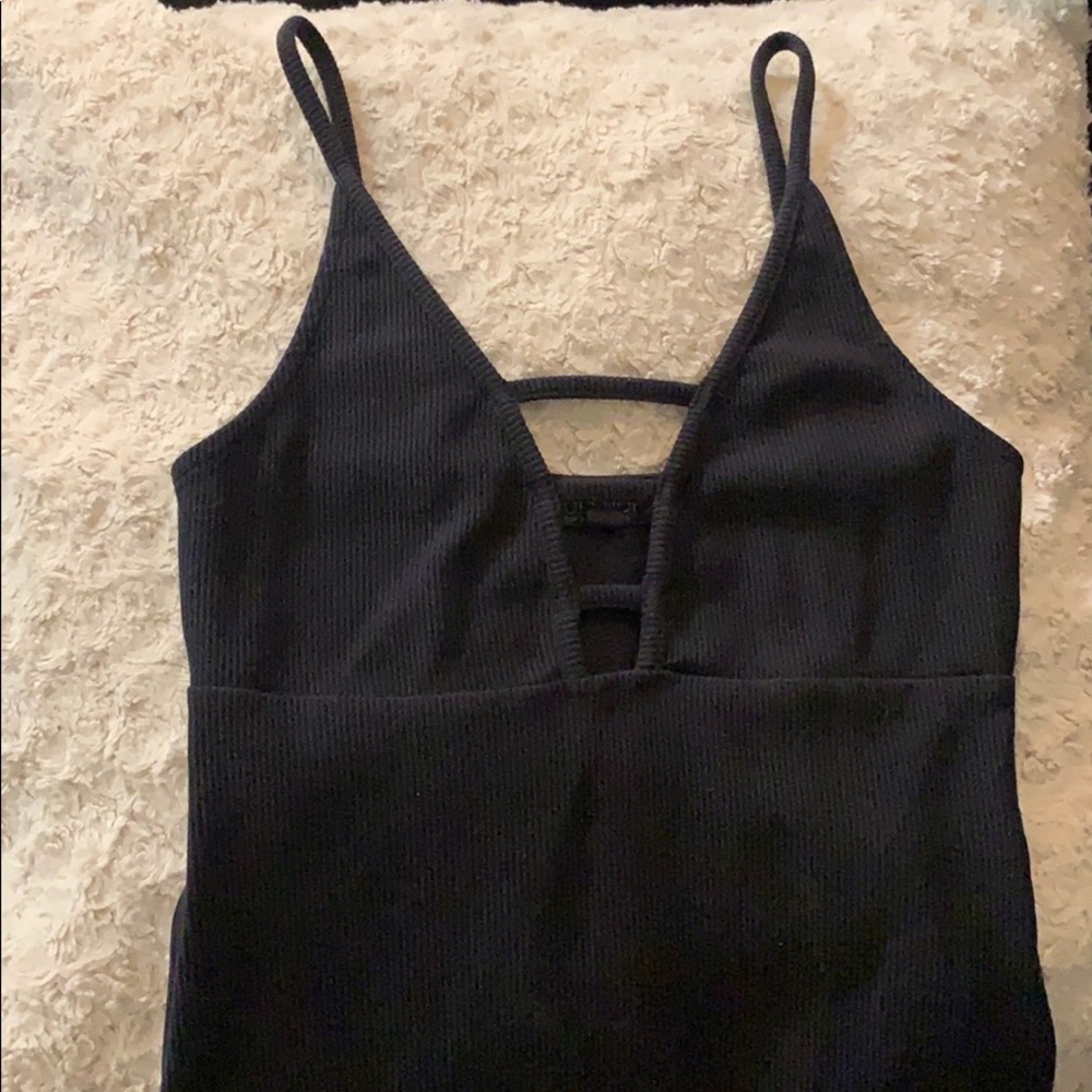 Topshop Black Ribbed Minidress